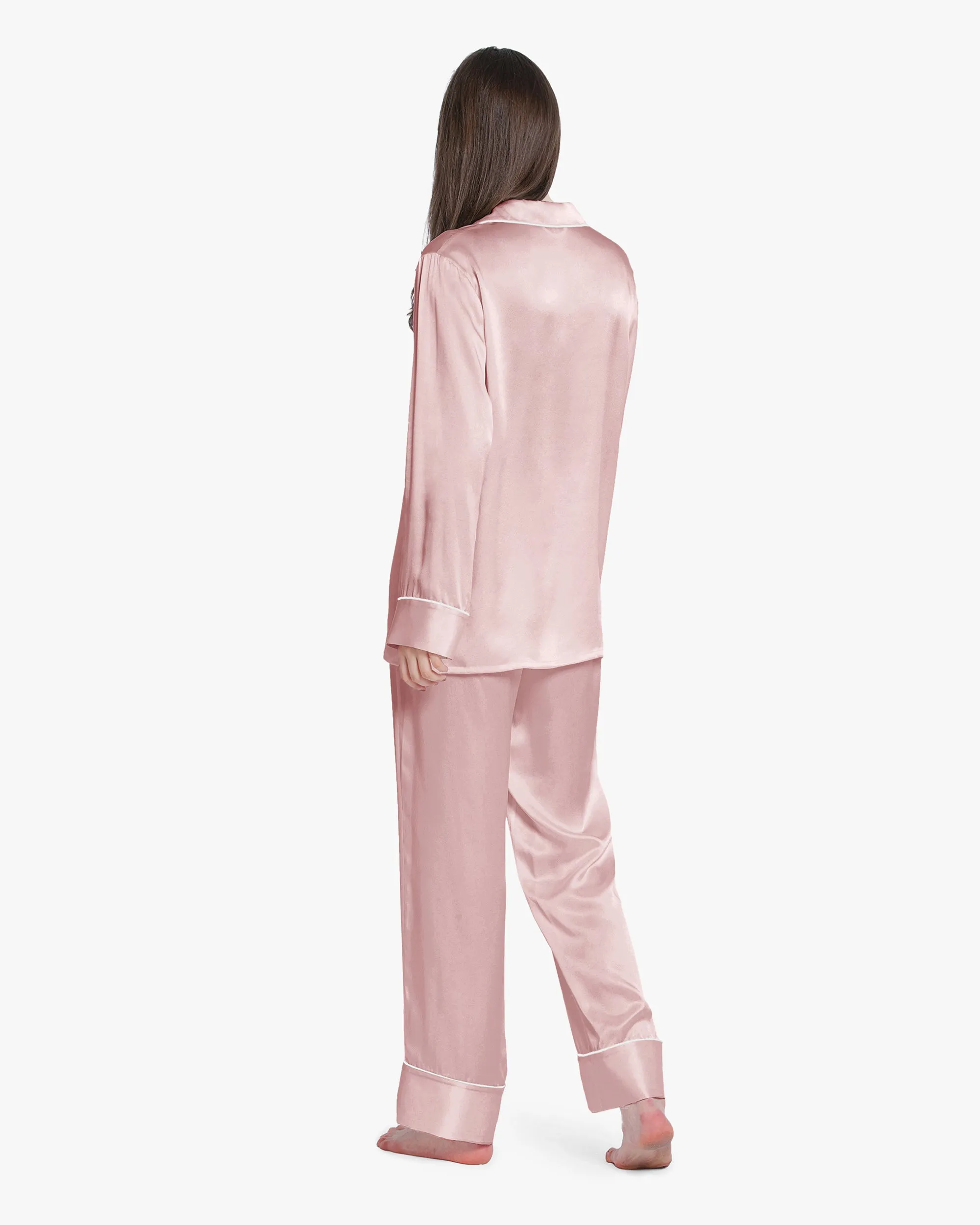 Piped Silk Pajamas - For Women