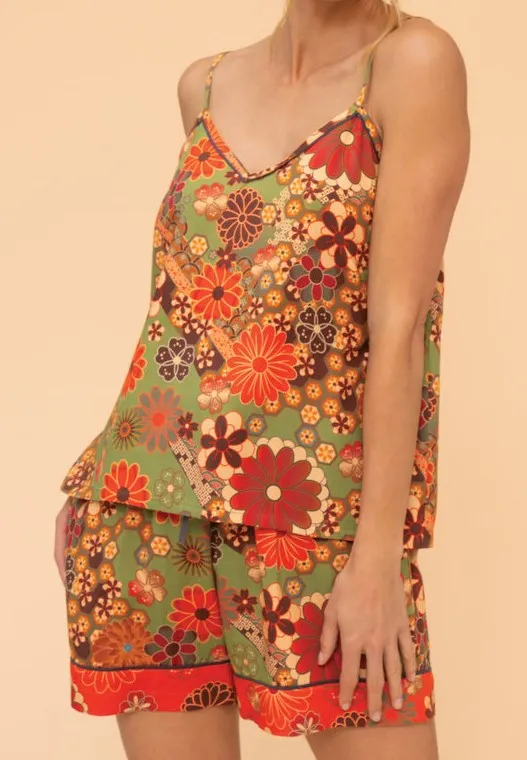 Powder - Cami Pyjamas - 70s Kaleidoscope Floral Sage