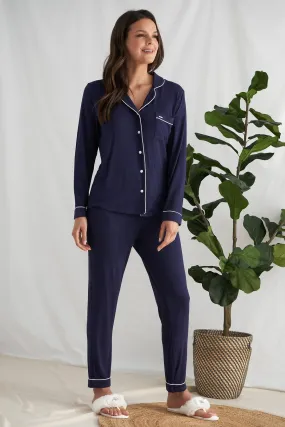 Pretty You London Bamboo Pyjama Set- Midnight