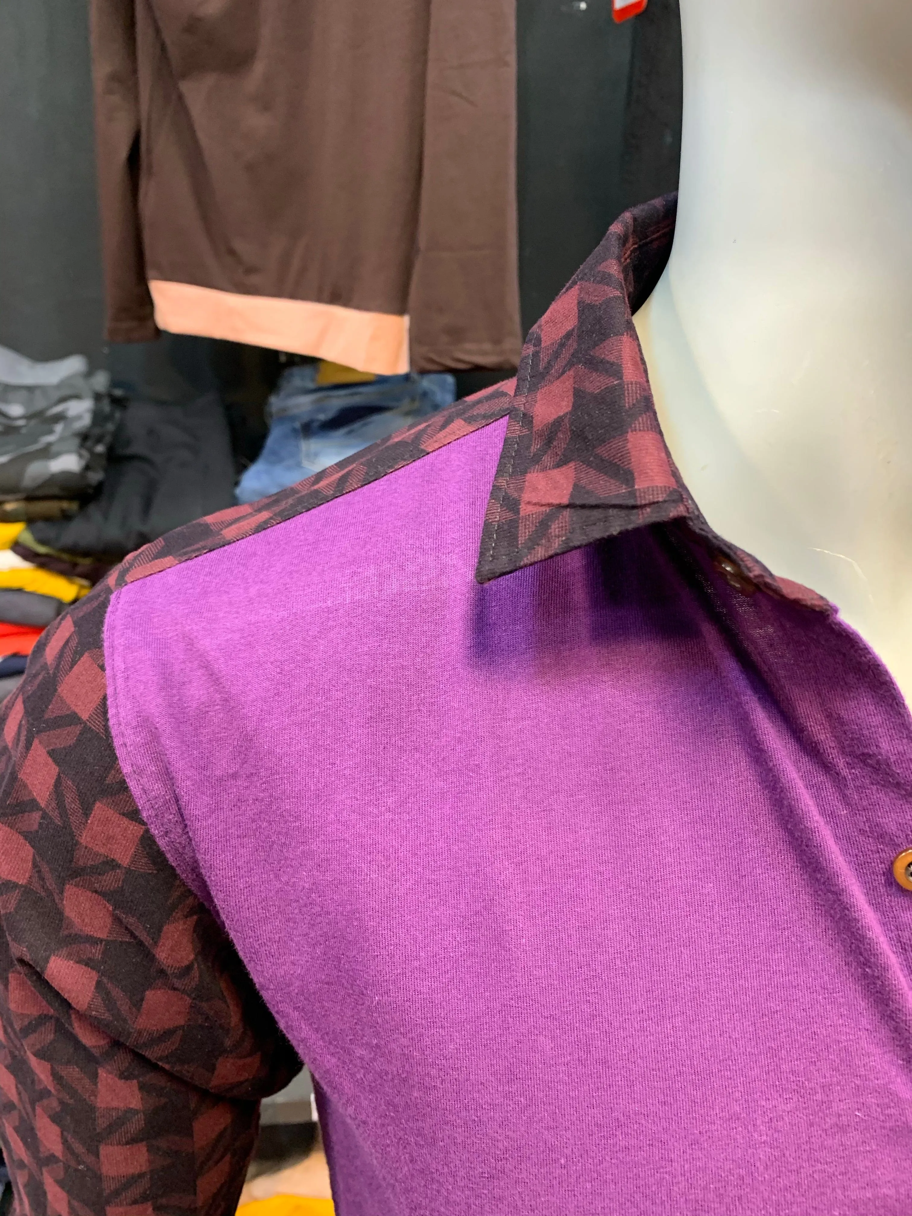 Purple Combination Checks with Plain Shirt