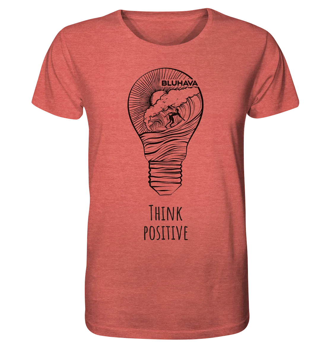 "Think Positive Surfer" - Herren Premium Organic Shirt (meliert)