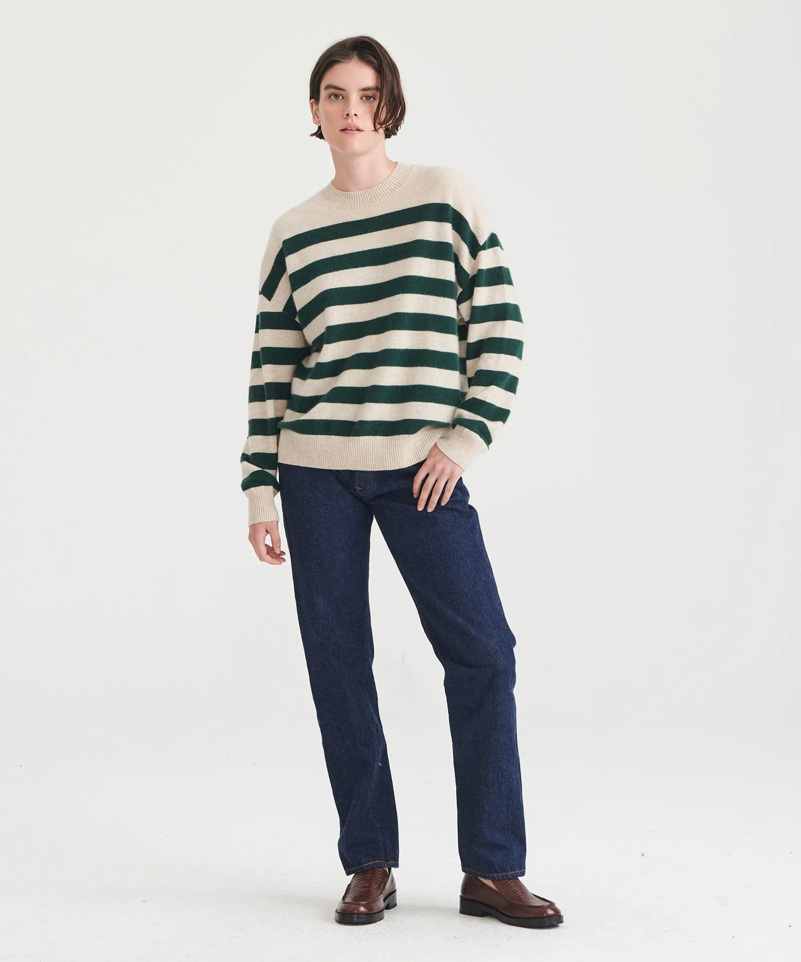 Signature Cashmere Striped Crewneck Sweater