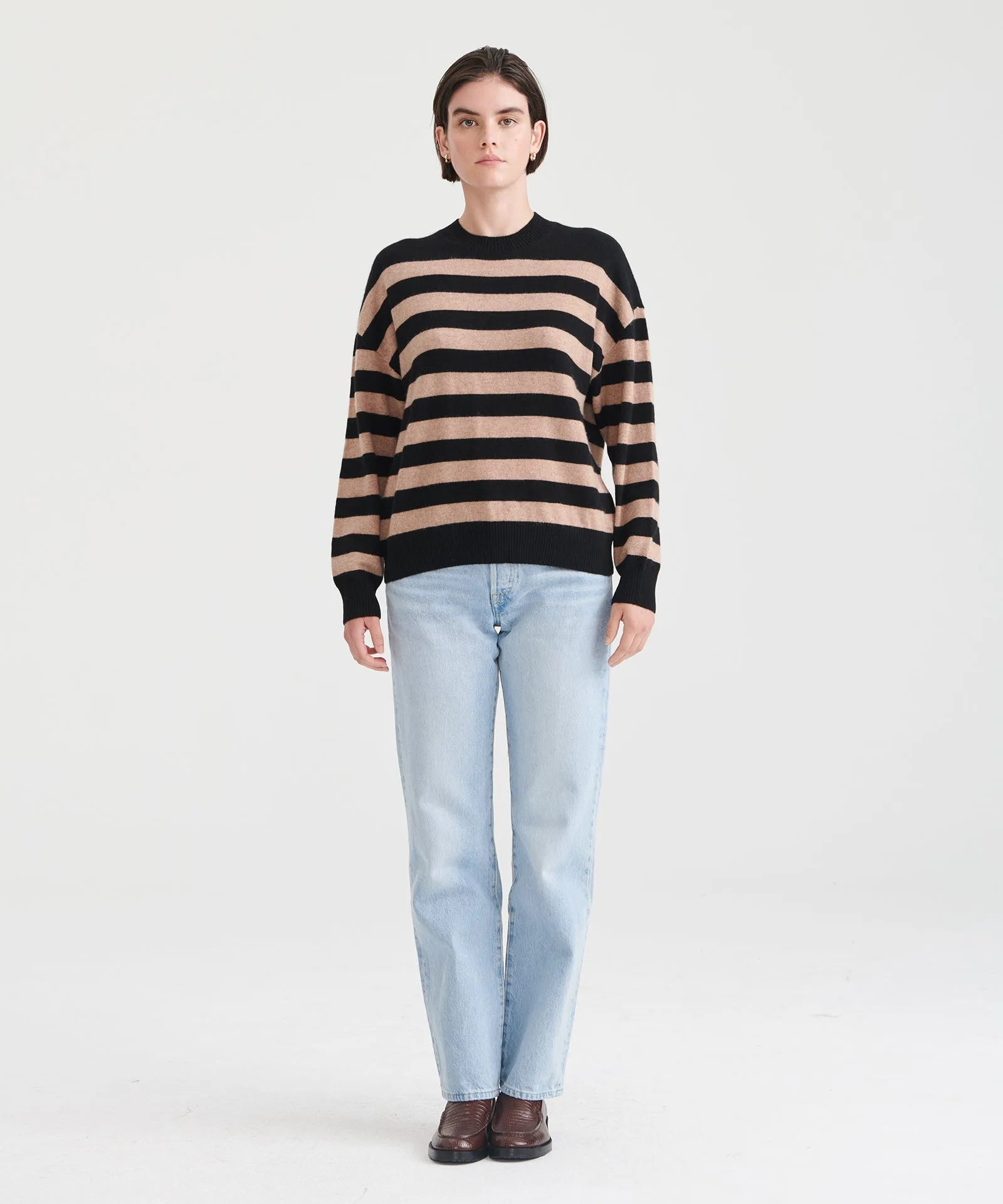 Signature Cashmere Striped Crewneck Sweater