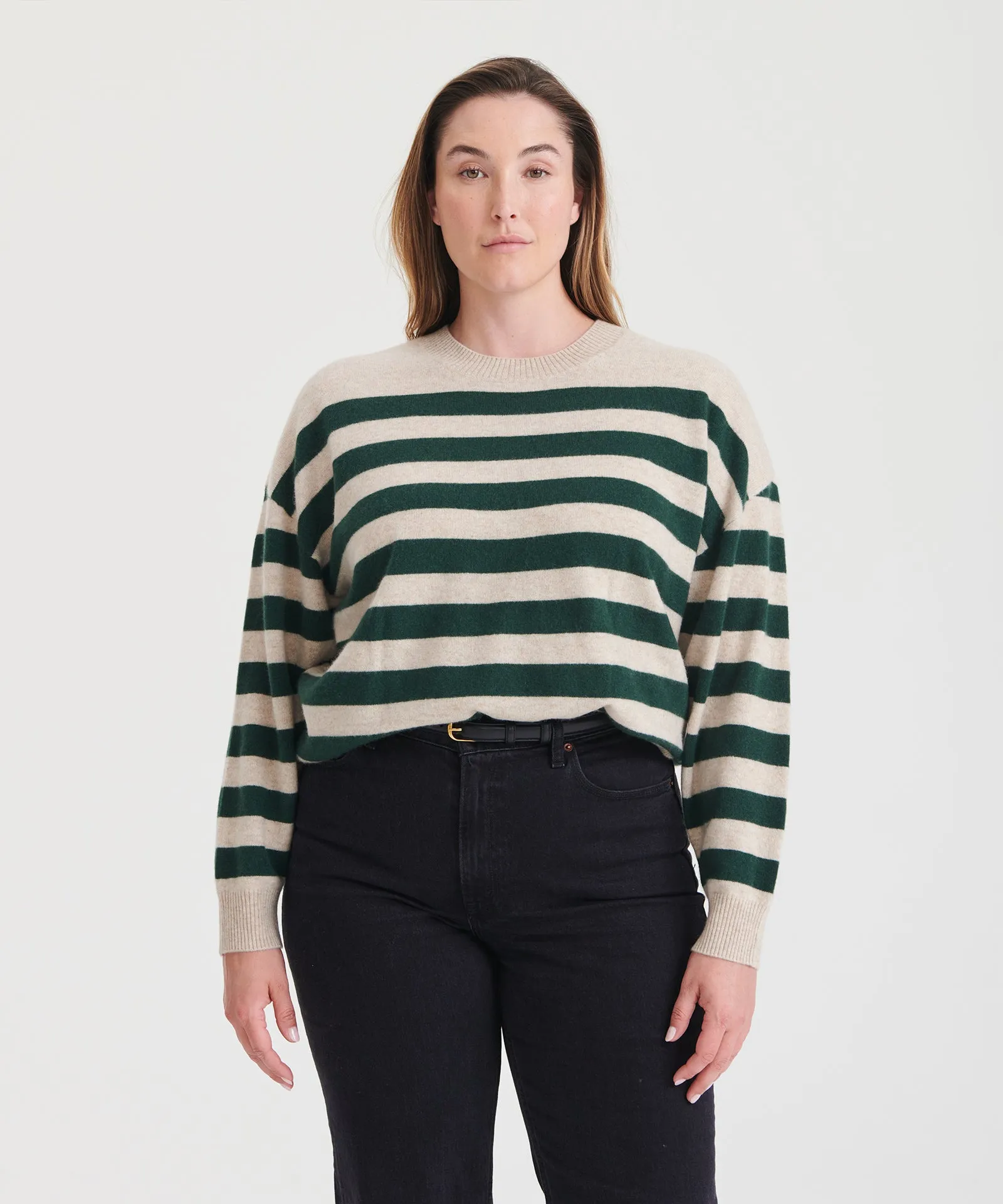 Signature Cashmere Striped Crewneck Sweater