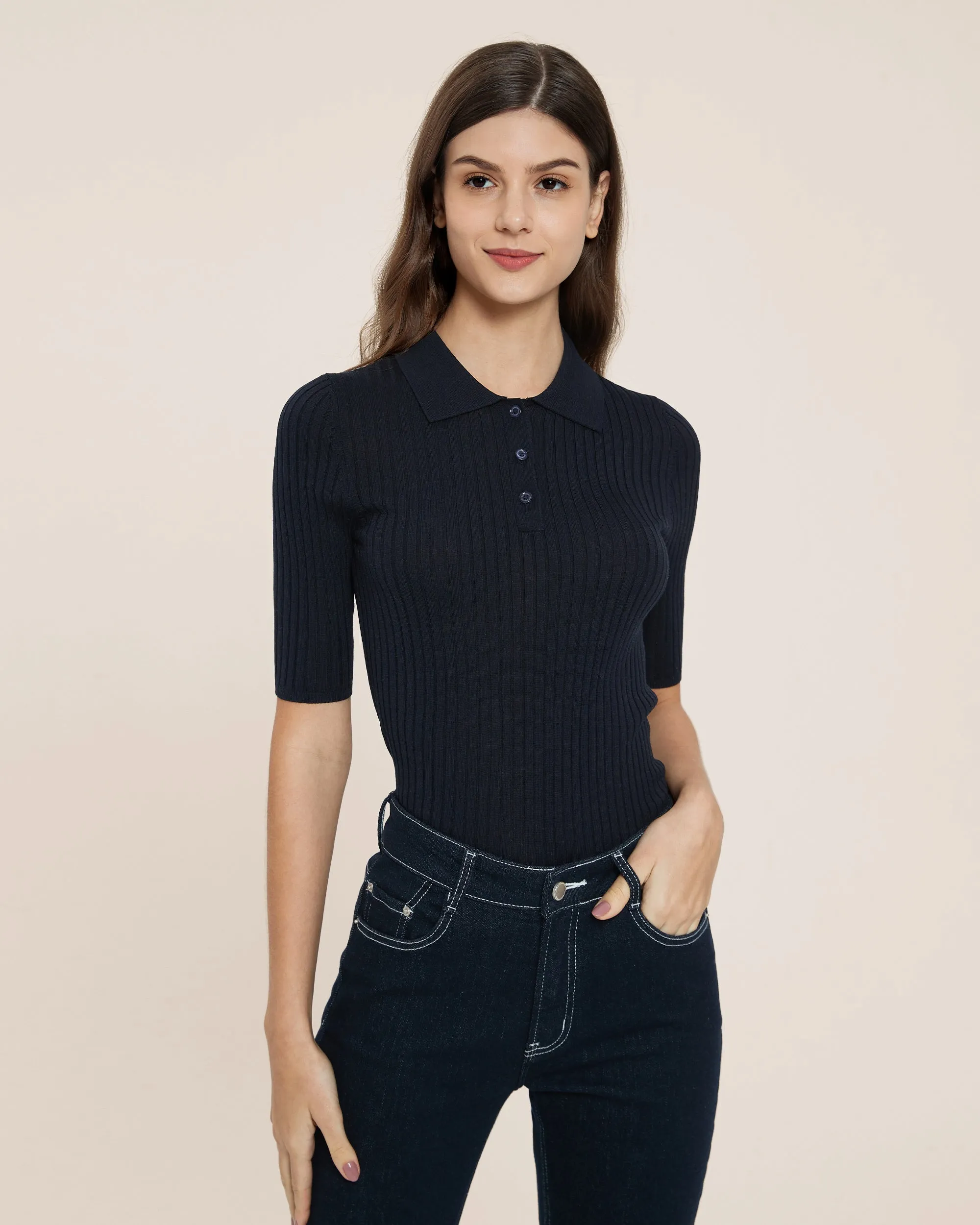 Silk Knitted Polo Shirt