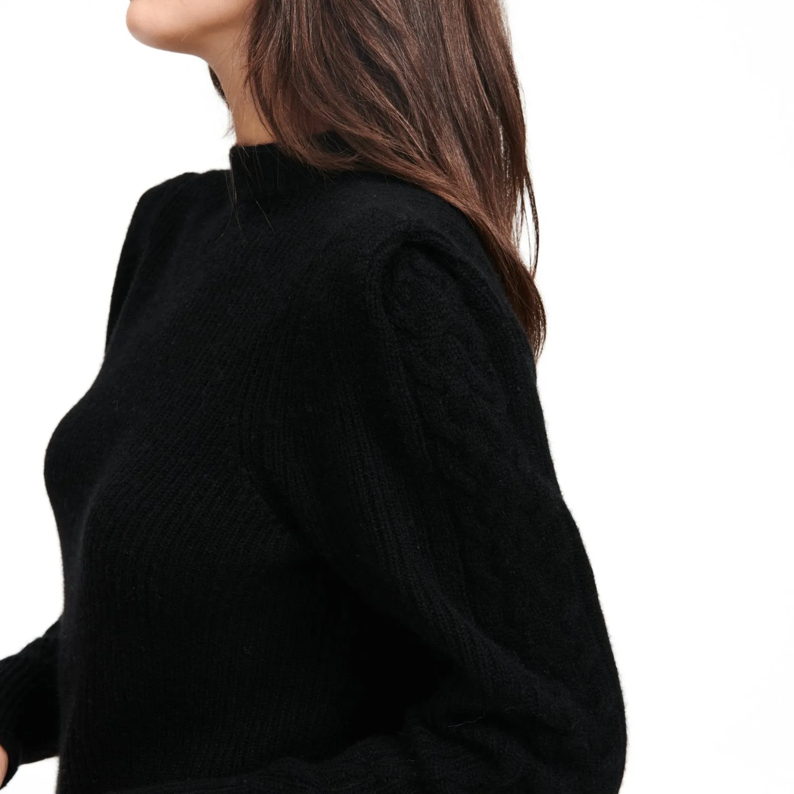 Structured Shoulder Cable Knit Sweater