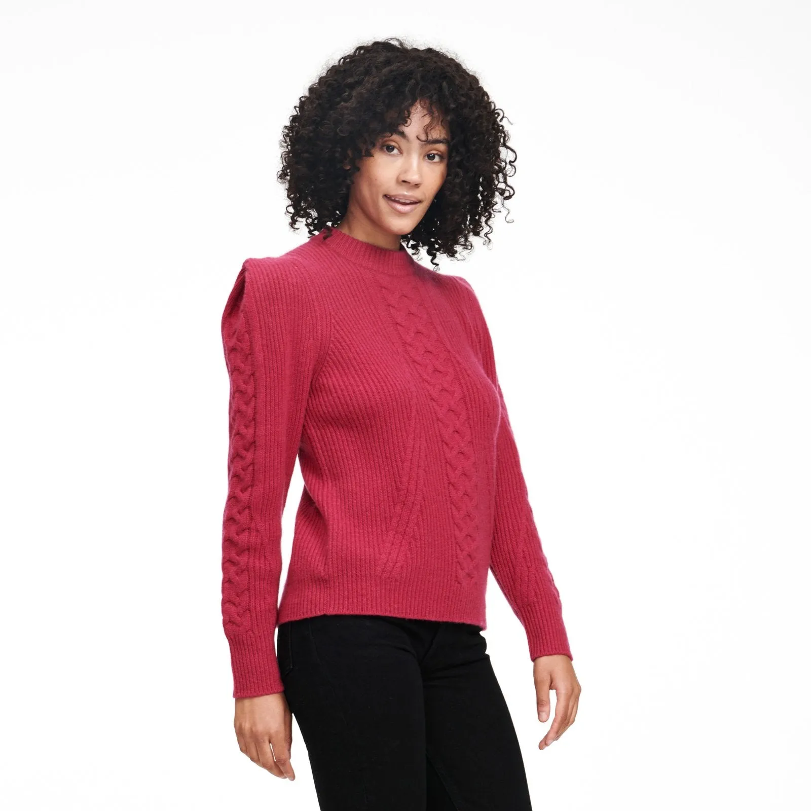 Structured Shoulder Cable Knit Sweater