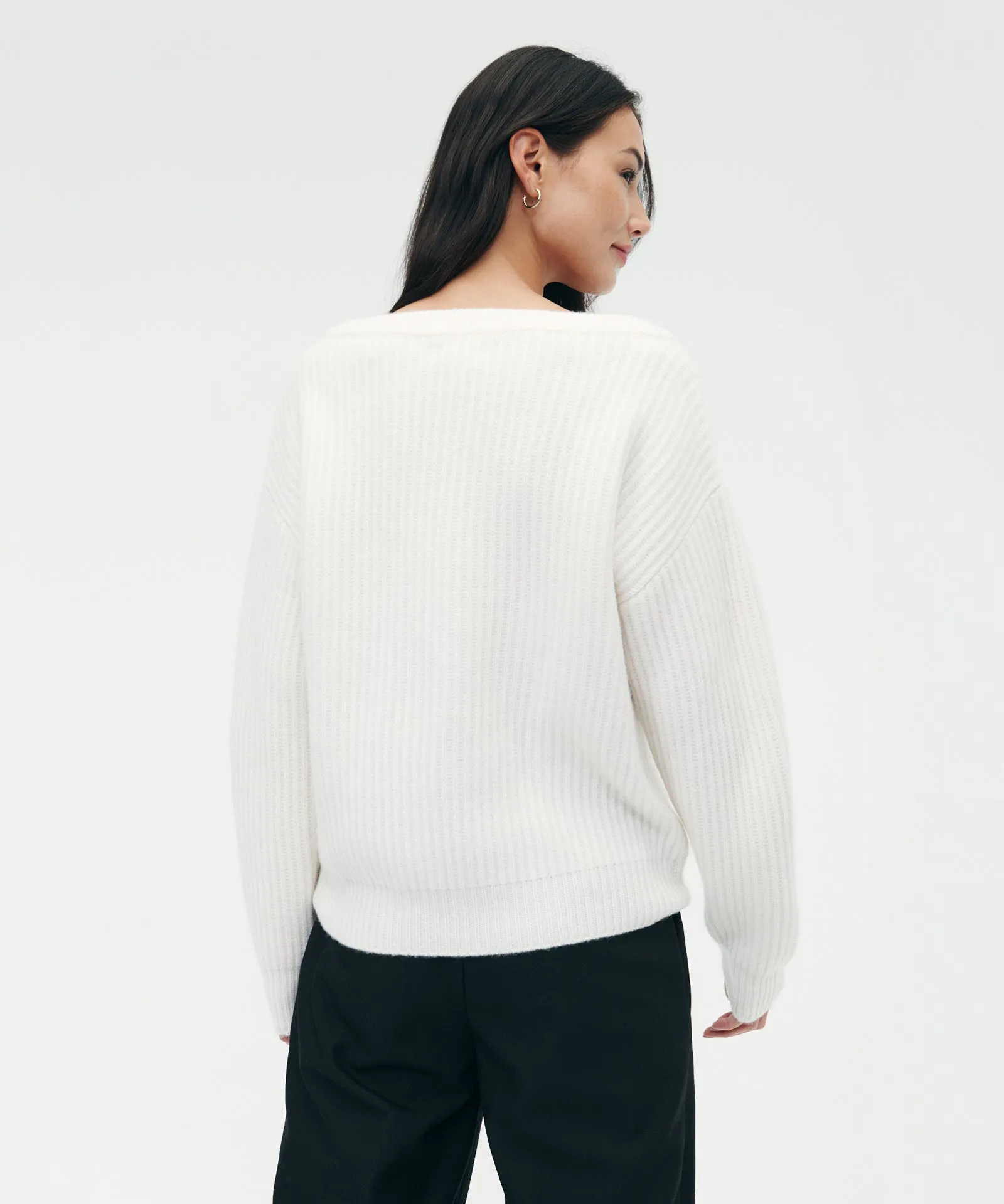 Super Luxe Cashmere Fisherman V-Neck Sweater