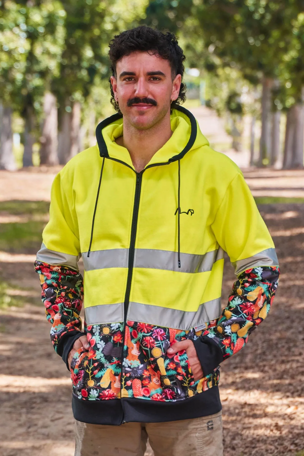 High Visibility Yellow Hoodie with Swoopy Bois Design