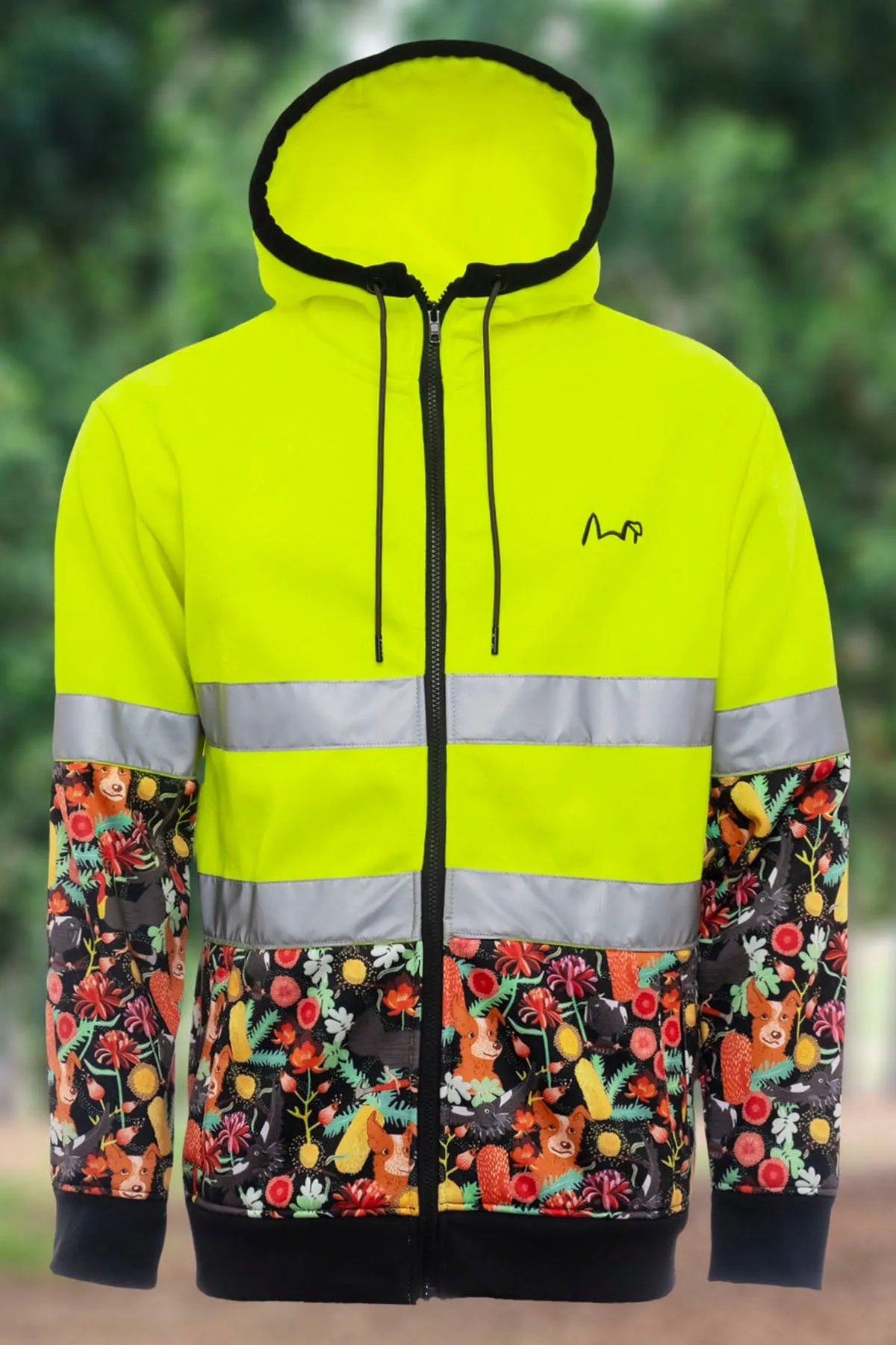 High Visibility Yellow Hoodie with Swoopy Bois Design