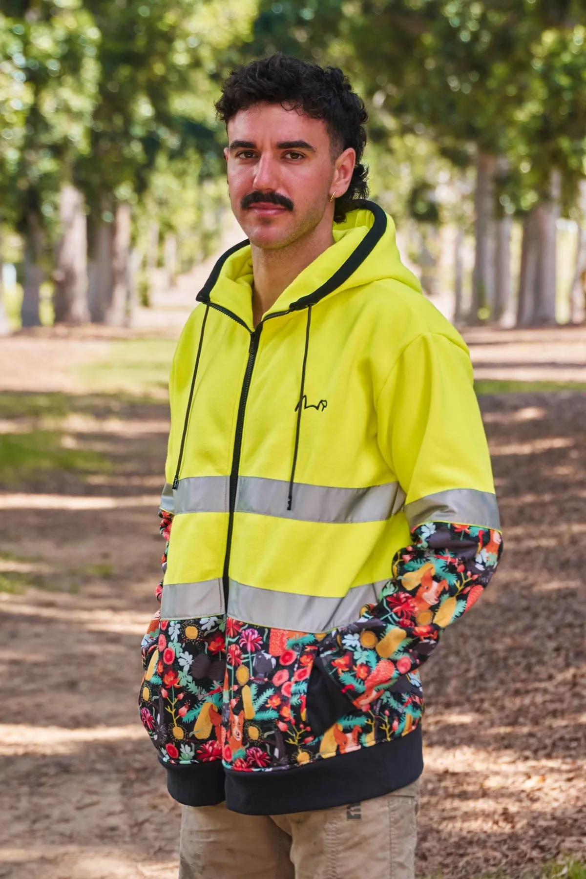 High Visibility Yellow Hoodie with Swoopy Bois Design