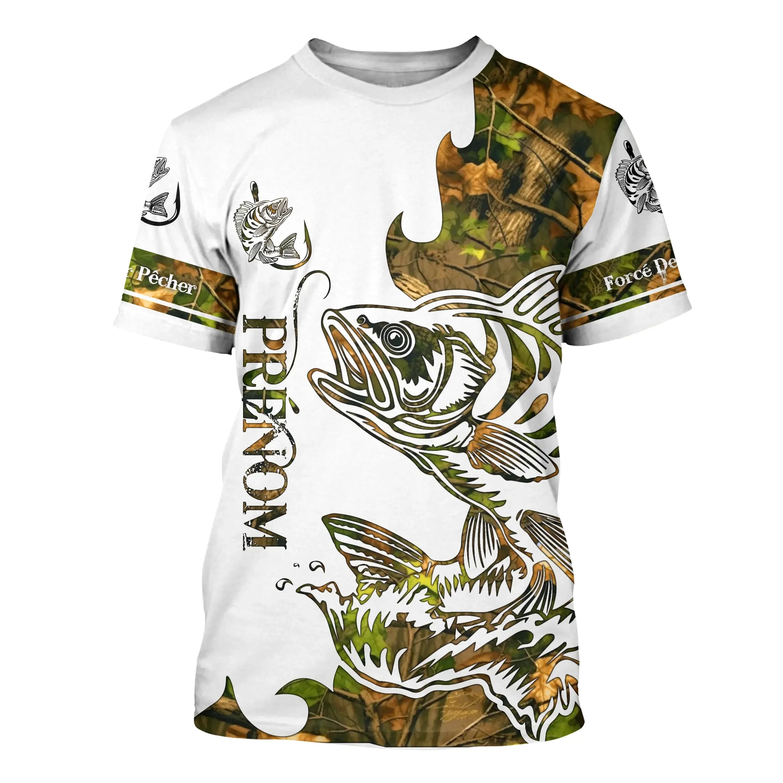 T-shirt Sweater Tatouage Camouflage Pêche De La Perche, Cadeau Personnalisé Pêcheur - CT09012228