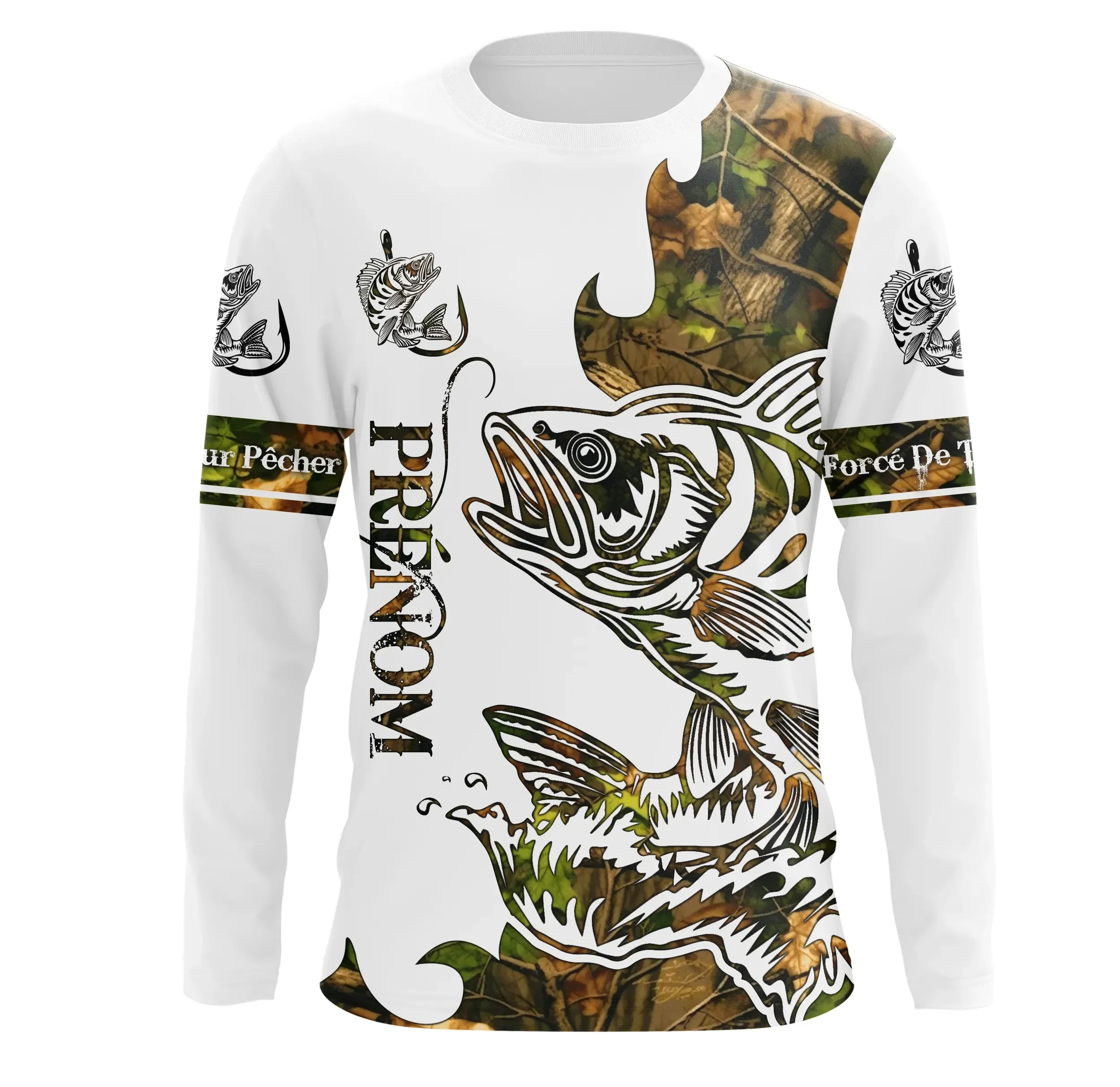 T-shirt Sweater Tatouage Camouflage Pêche De La Perche, Cadeau Personnalisé Pêcheur - CT09012228