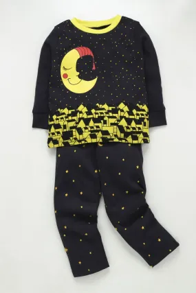 Ventra Boys Moon Print Nightwear - Black