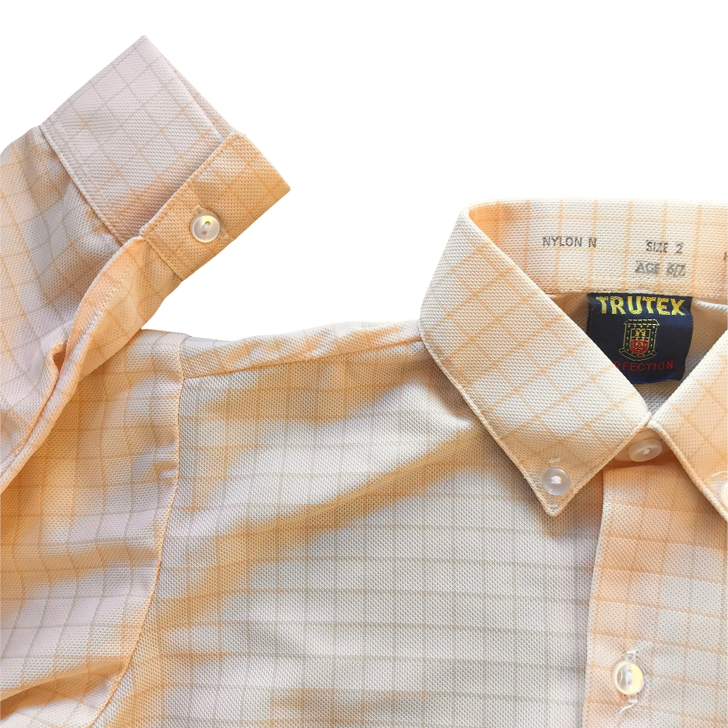 Vintage 1970's Peach Nylon Check Shirt /  4-5Y