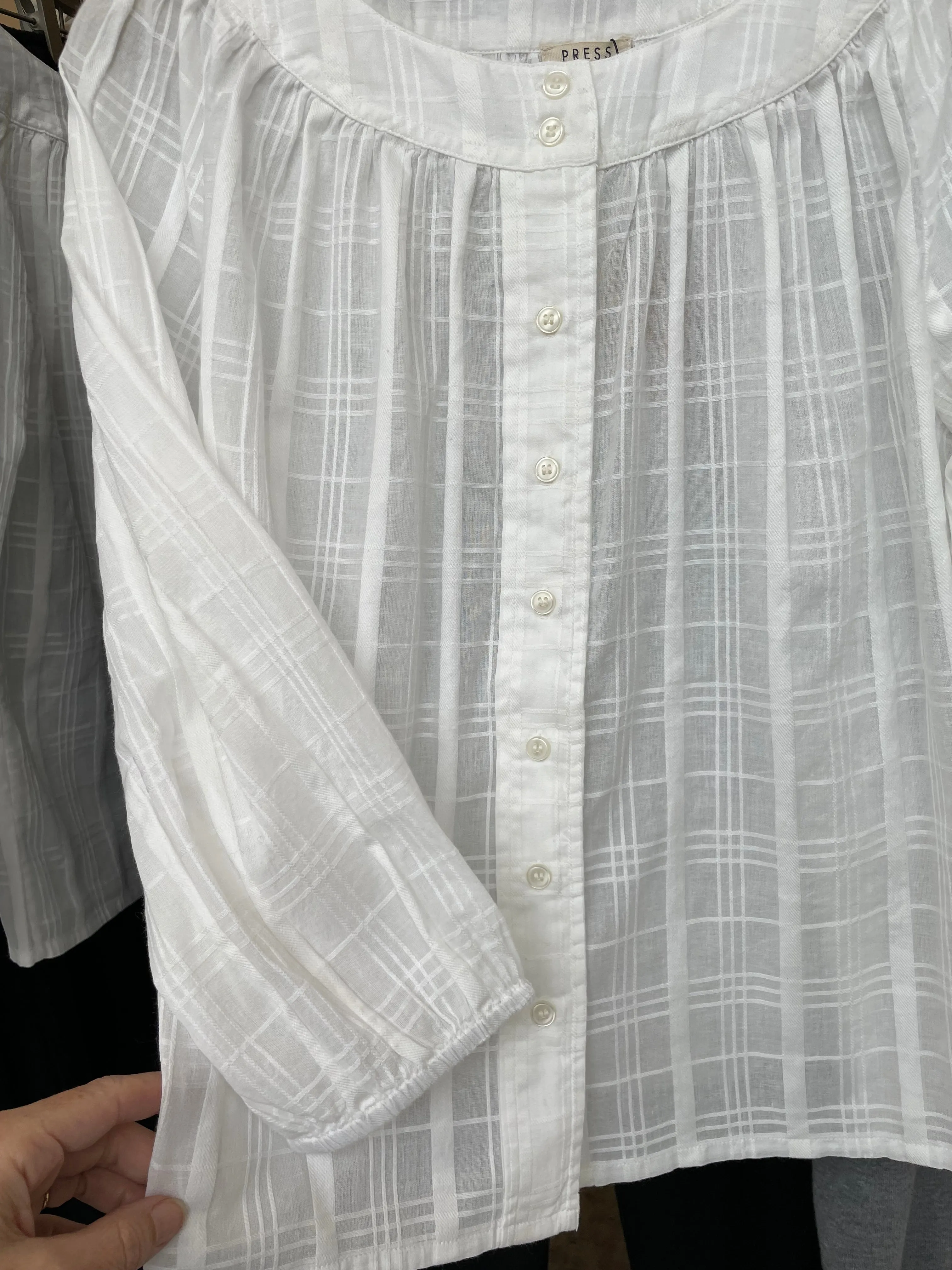 White EVE cotton-jacquard shirt