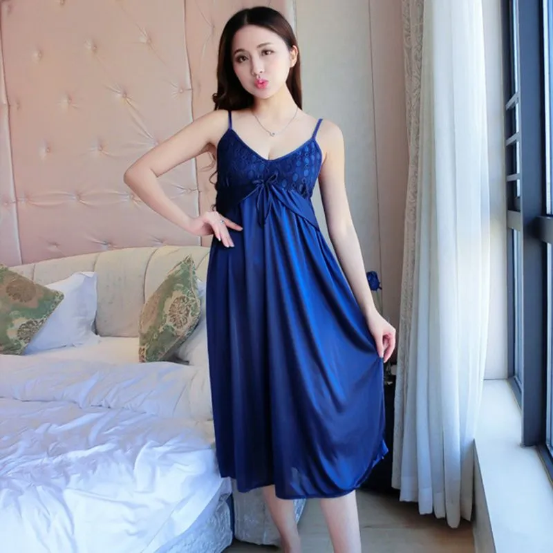 Women Long Sexy Nightwear Spaghetti Strap Midi Nighties for Women