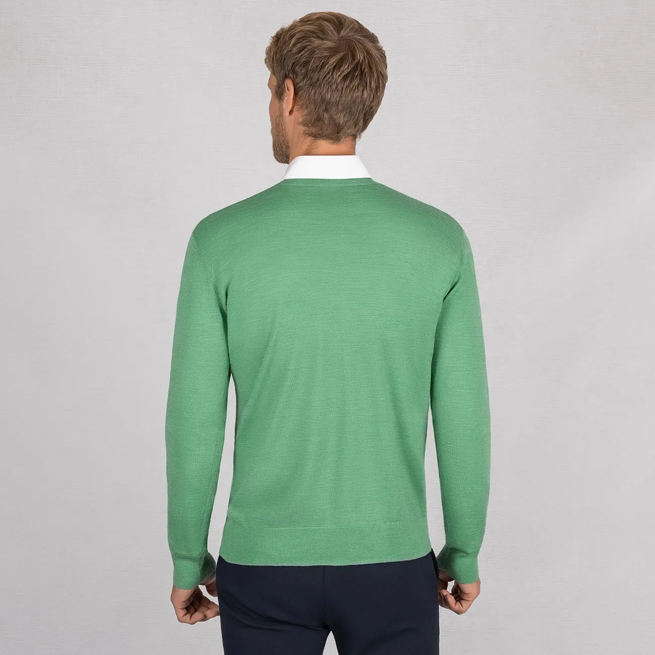 Wool Pullover Light V Neck Men