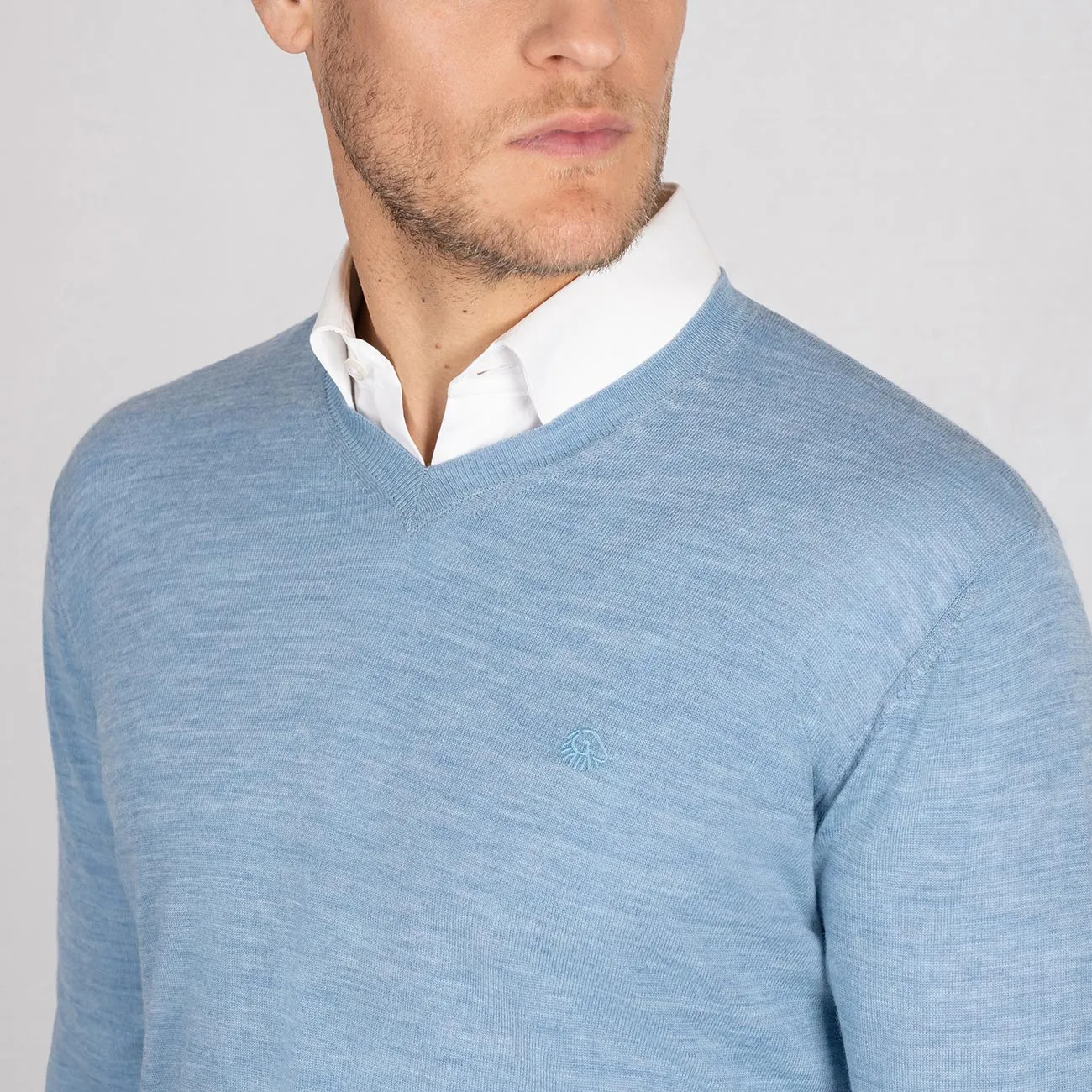 Wool Pullover Light V Neck Men